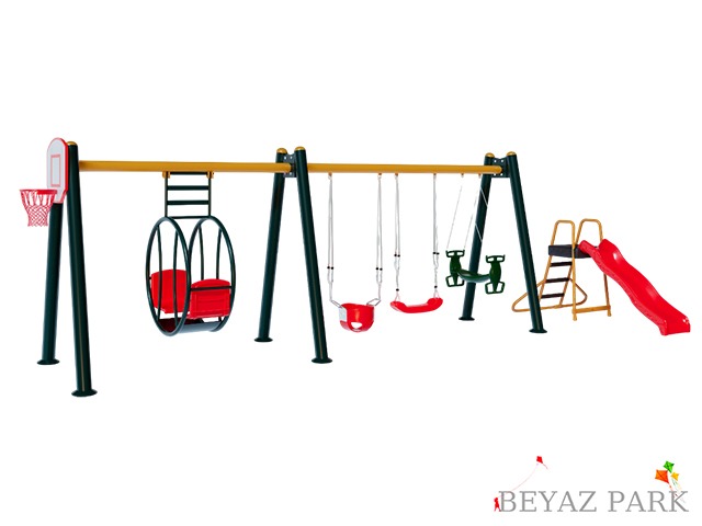 09-30792 - Kaydıraklı Gondol Metal Salıncak Seti